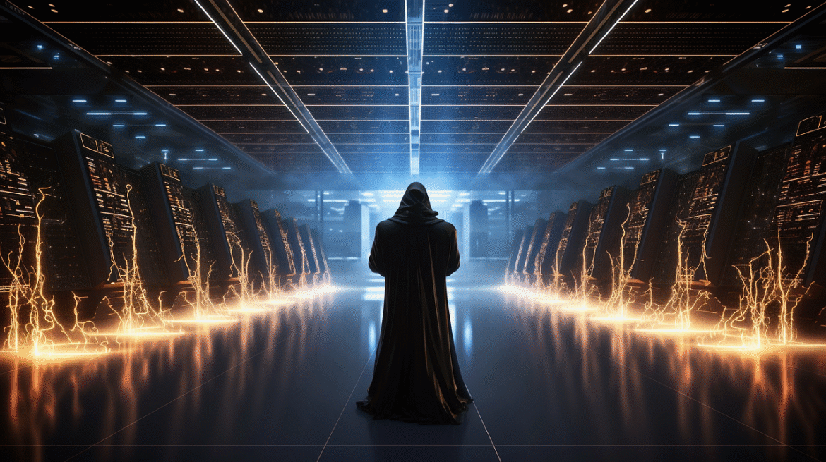 ai generated, data center, servers, hacker, internet, network, cybersecurity, cloud computing, software as a service