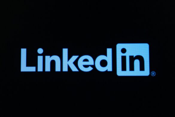 The linkedin logo on a dark background
